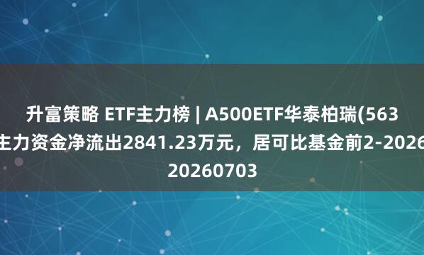 升富策略 ETF主力榜 | A500ETF华泰柏瑞(563360)主力资金净流出2841.23万元，居可比基金前2-20260703